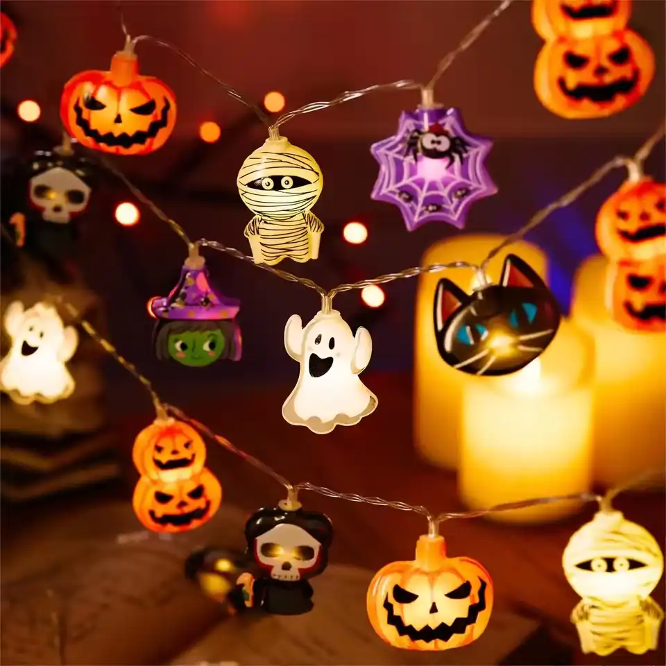 1PC 10/20 LED Halloween Battery Box String Lights,Without Battery Cute Shape Lights Home Indoor Garden